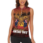 ANZAC Day Lest We Forget Women Sleeveless Polo Shirt Australian Veterans Remembrance Tribute