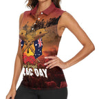 ANZAC Day Lest We Forget Women Sleeveless Polo Shirt Australian Veterans Remembrance Tribute