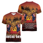 ANZAC Day Lest We Forget Women V-Neck T-Shirt Australian Veterans Remembrance Tribute