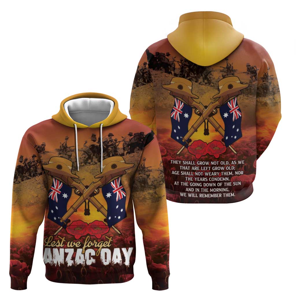ANZAC Day Lest We Forget Zip Hoodie Australian Veterans Remembrance Tribute