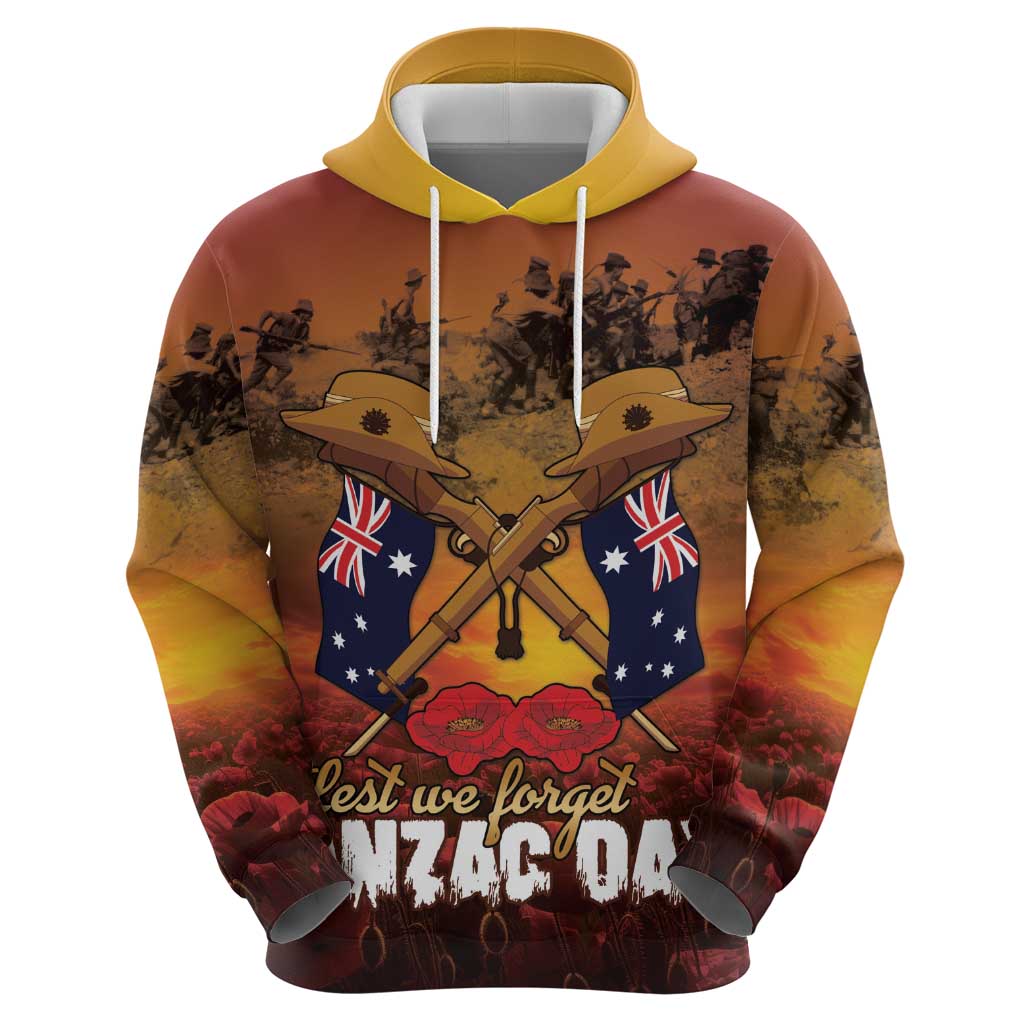 ANZAC Day Lest We Forget Zip Hoodie Australian Veterans Remembrance Tribute