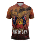 ANZAC Day Lest We Forget Zipper Polo Shirt Australian Veterans Remembrance Tribute