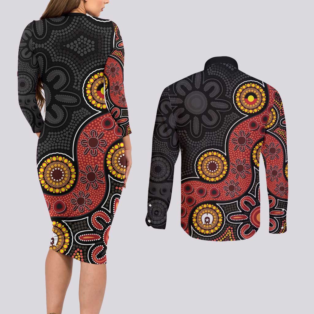 NAIDOC Week 2026 Couples Matching Long Sleeve Bodycon Dress and Long Sleeve Button Shirt 50 Years of Deadly Indigenous Pride