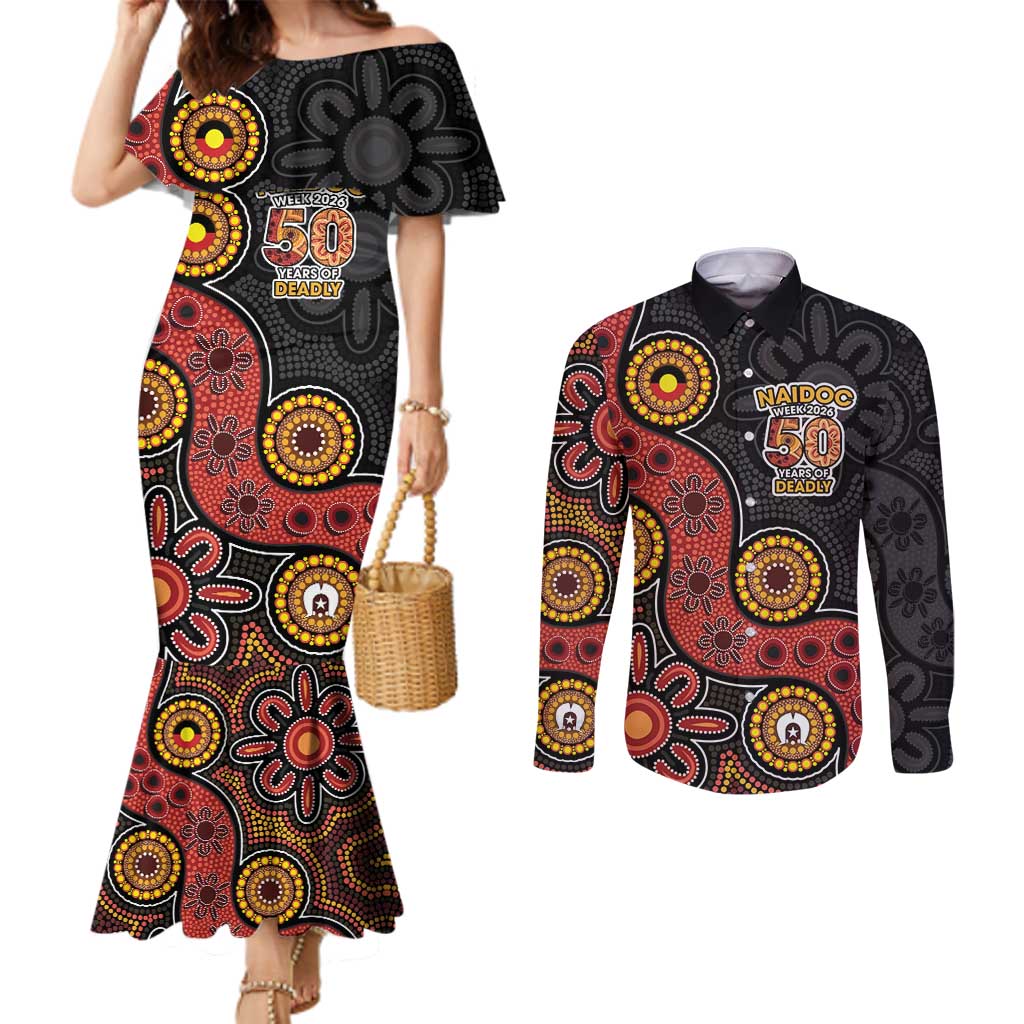 NAIDOC Week 2026 Couples Matching Mermaid Dress and Long Sleeve Button Shirt 50 Years of Deadly Indigenous Pride