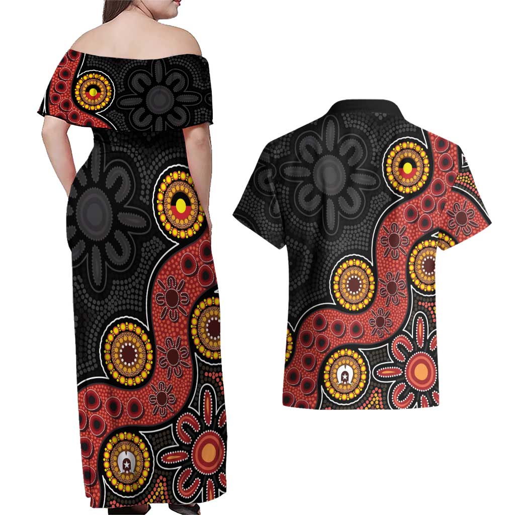 NAIDOC Week 2026 Couples Matching Off Shoulder Maxi Dress and Hawaiian Shirt 50 Years of Deadly Indigenous Pride
