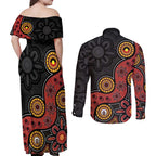 NAIDOC Week 2026 Couples Matching Off Shoulder Maxi Dress and Long Sleeve Button Shirt 50 Years of Deadly Indigenous Pride