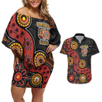 NAIDOC Week 2026 Couples Matching Off Shoulder Short Dress and Hawaiian Shirt 50 Years of Deadly Indigenous Pride