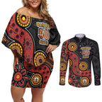 NAIDOC Week 2026 Couples Matching Off Shoulder Short Dress and Long Sleeve Button Shirt 50 Years of Deadly Indigenous Pride