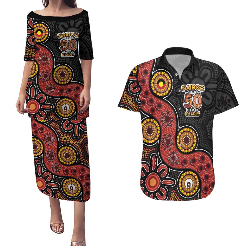 NAIDOC Week 2026 Couples Matching Puletasi and Hawaiian Shirt 50 Years of Deadly Indigenous Pride
