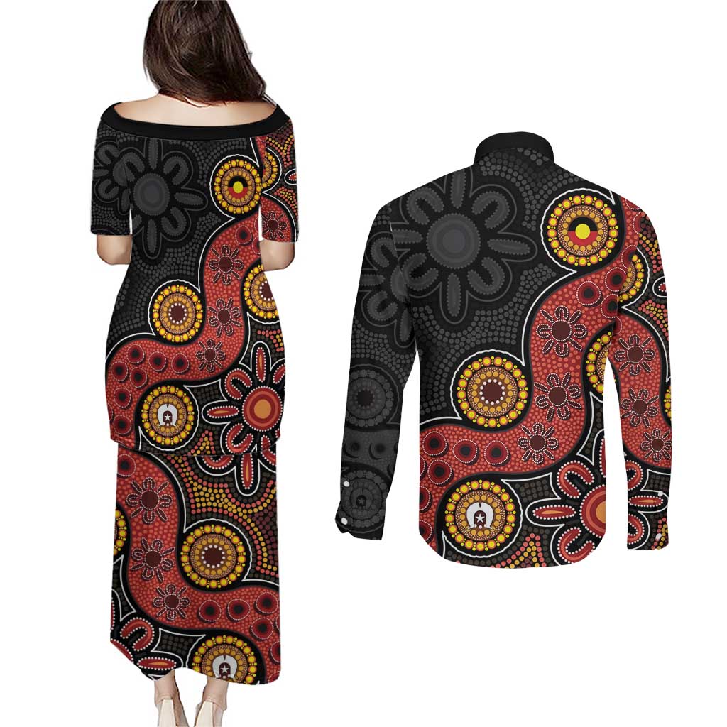 NAIDOC Week 2026 Couples Matching Puletasi and Long Sleeve Button Shirt 50 Years of Deadly Indigenous Pride