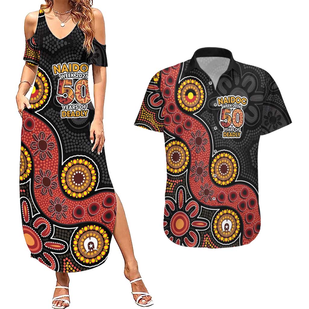 NAIDOC Week 2026 Couples Matching Summer Maxi Dress and Hawaiian Shirt 50 Years of Deadly Indigenous Pride