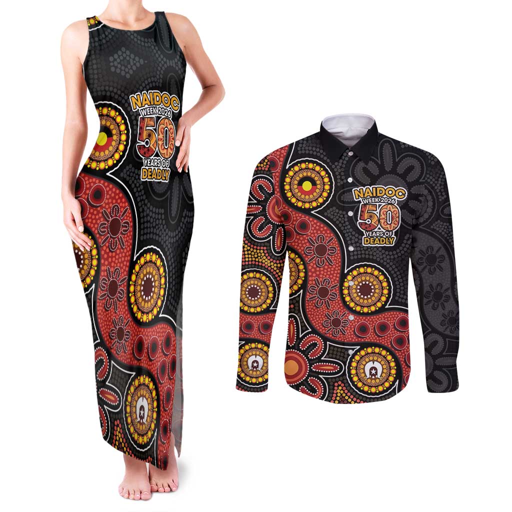 NAIDOC Week 2026 Couples Matching Tank Maxi Dress and Long Sleeve Button Shirt 50 Years of Deadly Indigenous Pride