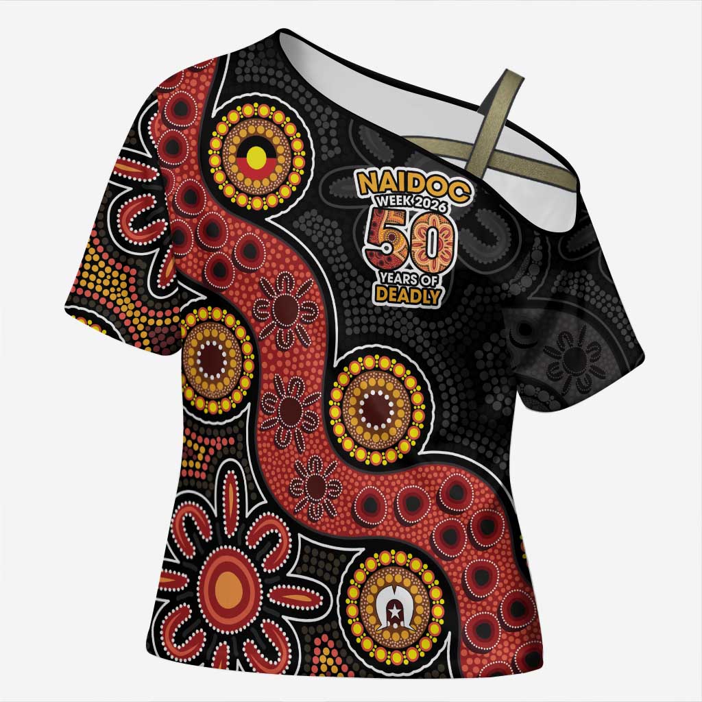 NAIDOC Week 2026 Cross Shoulder Shirt 50 Years of Deadly Indigenous Pride