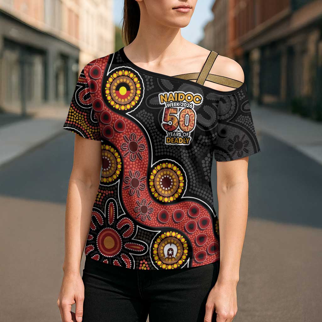 NAIDOC Week 2026 Cross Shoulder Shirt 50 Years of Deadly Indigenous Pride