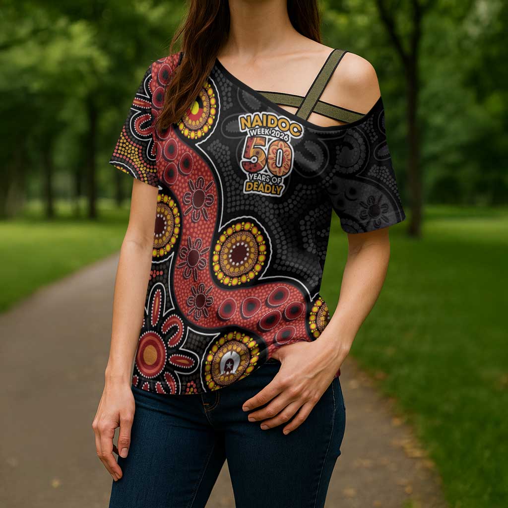 NAIDOC Week 2026 Cross Shoulder Shirt 50 Years of Deadly Indigenous Pride