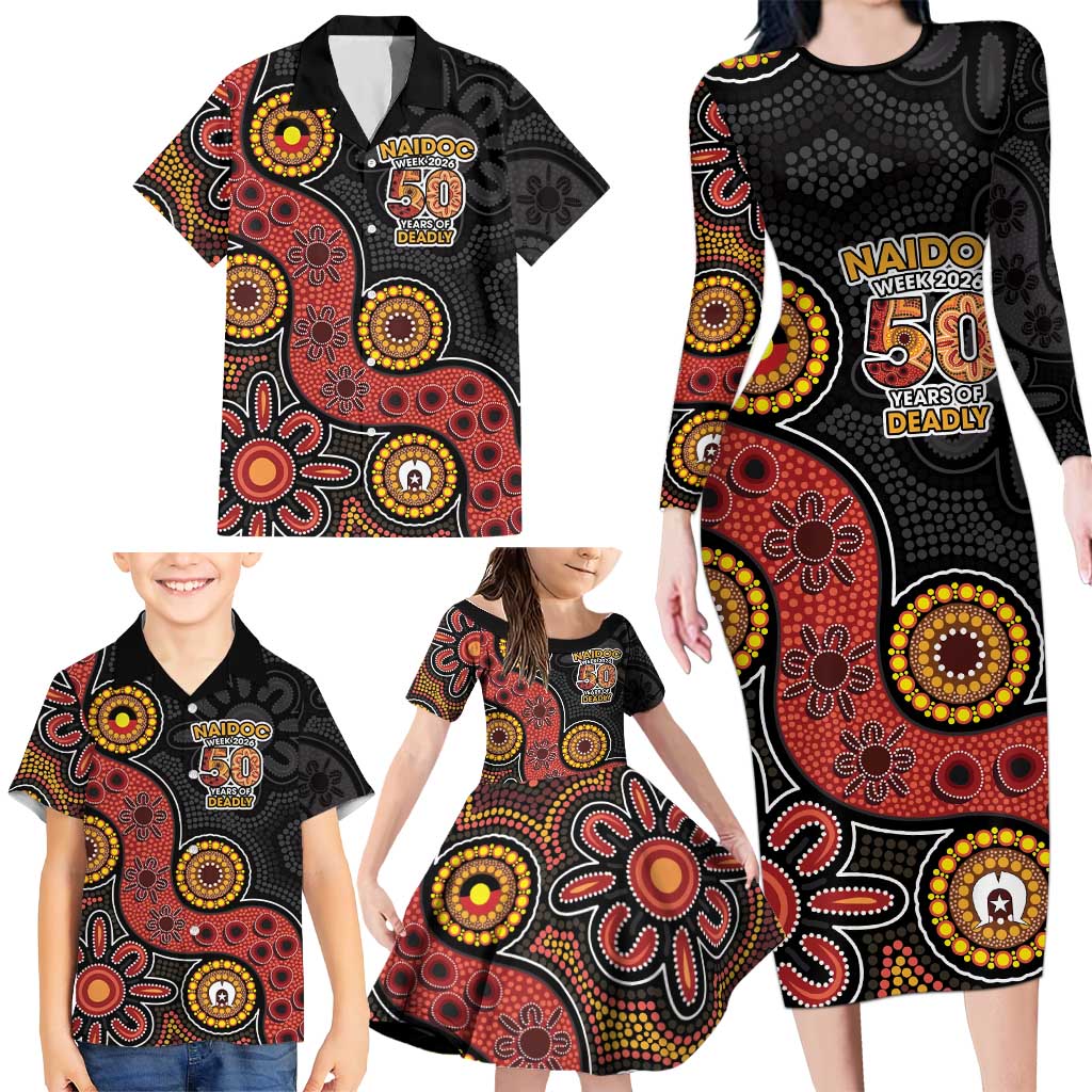 NAIDOC Week 2026 Family Matching Long Sleeve Bodycon Dress and Hawaiian Shirt 50 Years of Deadly Indigenous Pride