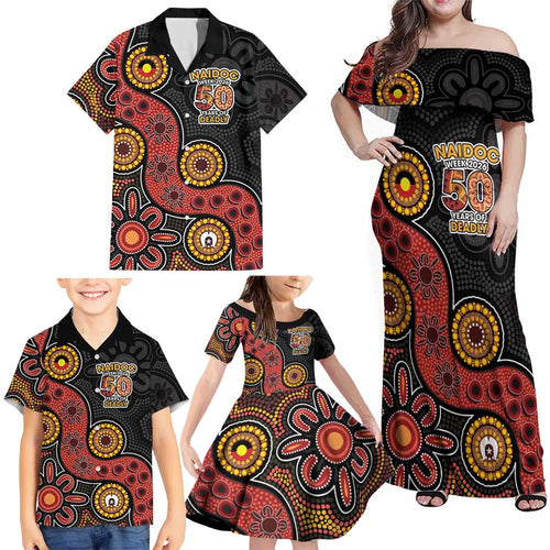 NAIDOC Week 2026 Family Matching Off Shoulder Maxi Dress and Hawaiian Shirt 50 Years of Deadly Indigenous Pride
