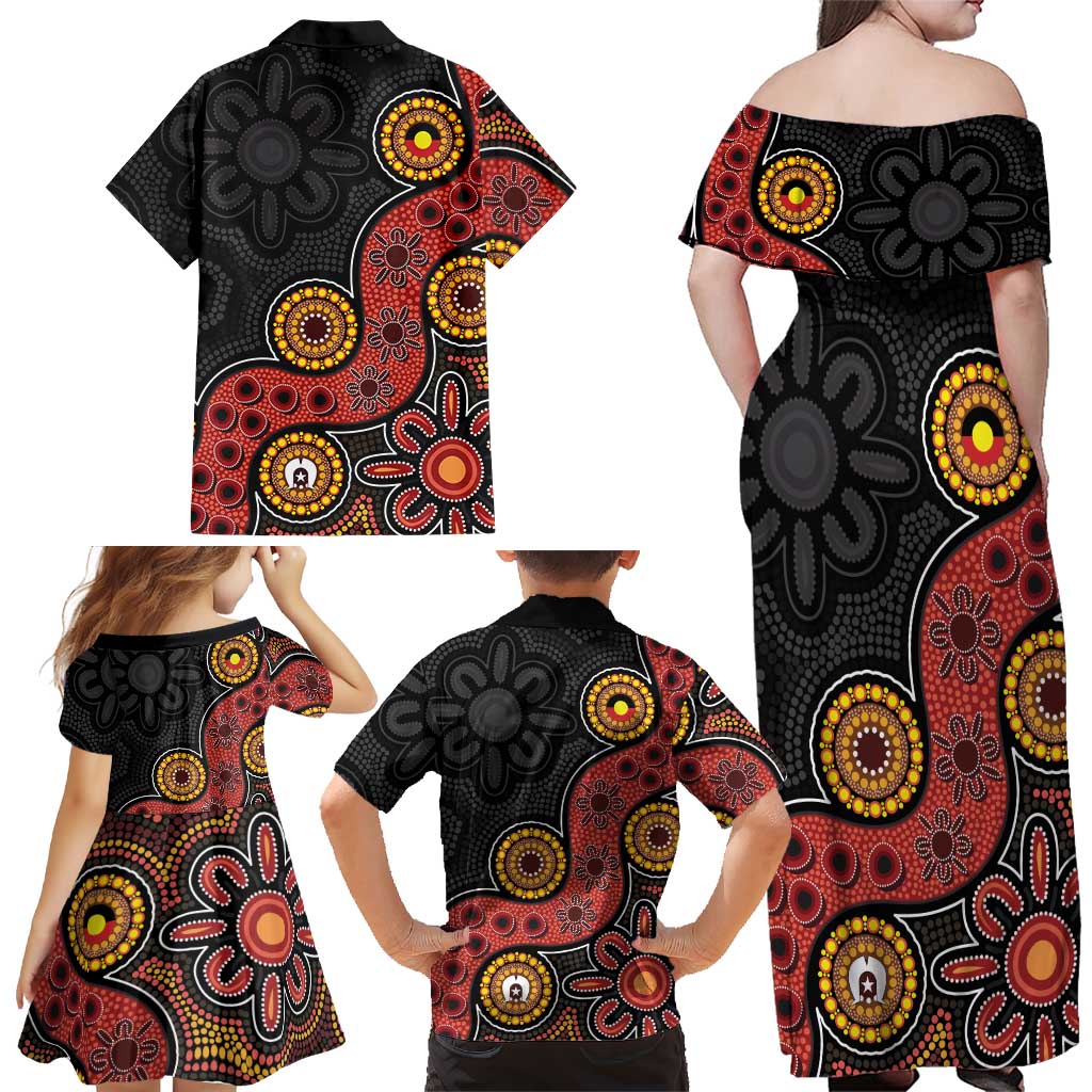 NAIDOC Week 2026 Family Matching Off Shoulder Maxi Dress and Hawaiian Shirt 50 Years of Deadly Indigenous Pride