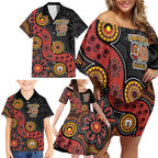 NAIDOC Week 2026 Family Matching Off Shoulder Short Dress and Hawaiian Shirt 50 Years of Deadly Indigenous Pride