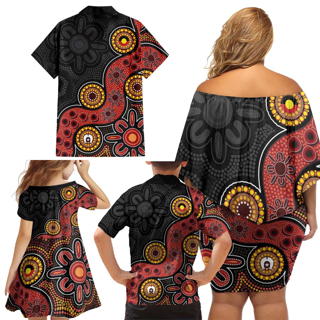 NAIDOC Week 2026 Family Matching Off Shoulder Short Dress and Hawaiian Shirt 50 Years of Deadly Indigenous Pride
