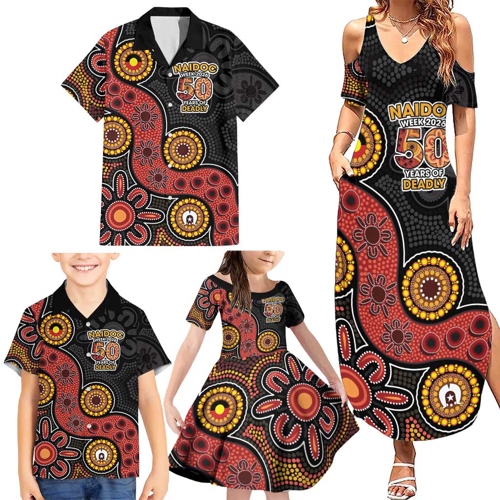 NAIDOC Week 2026 Family Matching Summer Maxi Dress and Hawaiian Shirt 50 Years of Deadly Indigenous Pride