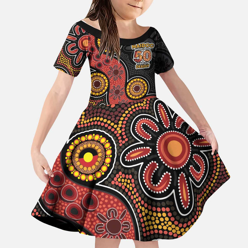 NAIDOC Week 2026 Kid Short Sleeve Dress 50 Years of Deadly Indigenous Pride