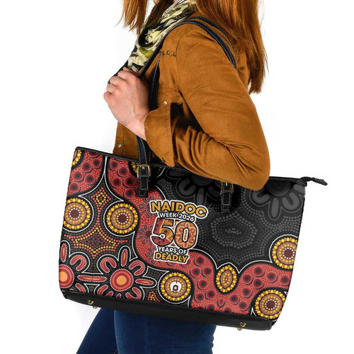 NAIDOC Week 2026 Leather Tote Bag 50 Years of Deadly Indigenous Pride