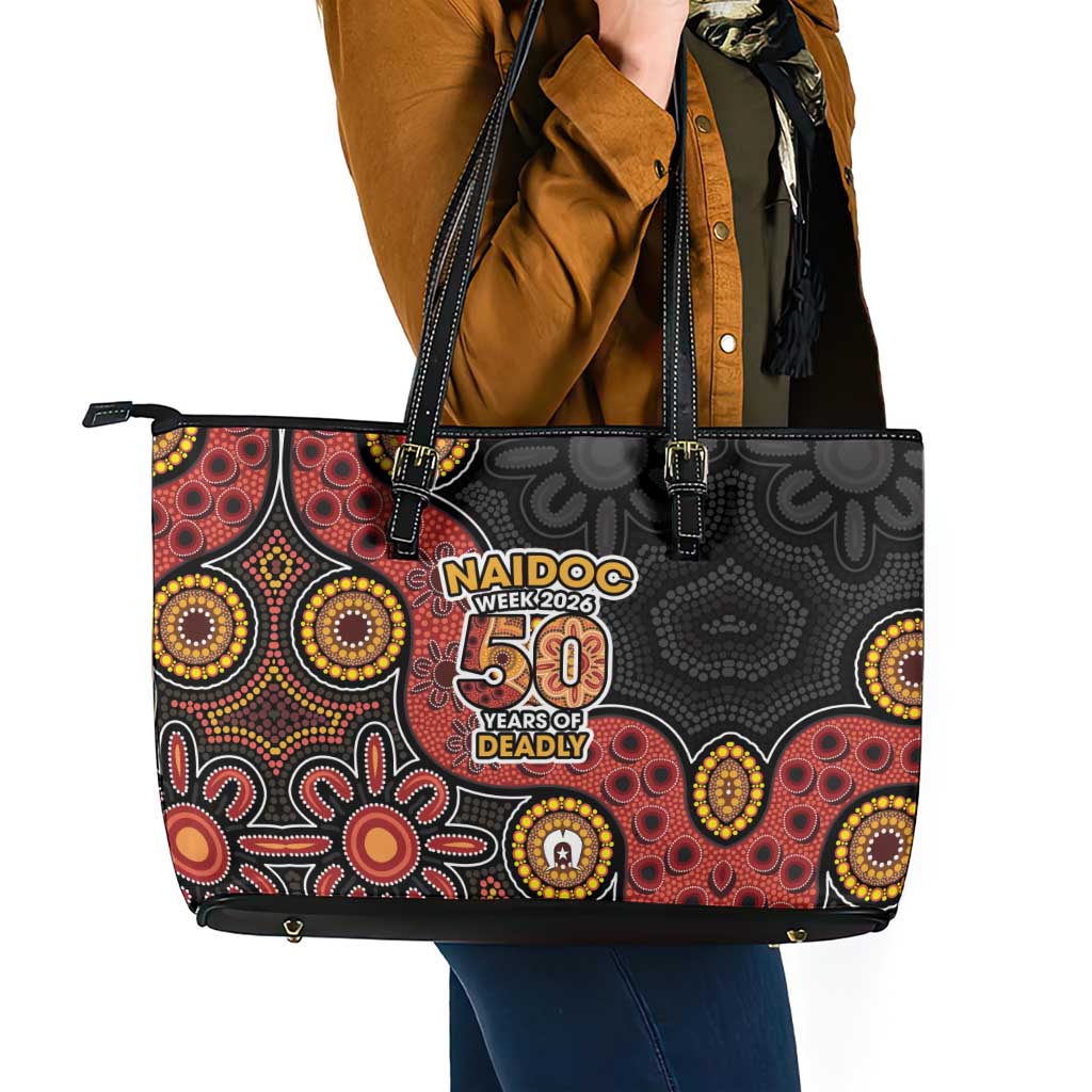 NAIDOC Week 2026 Leather Tote Bag 50 Years of Deadly Indigenous Pride