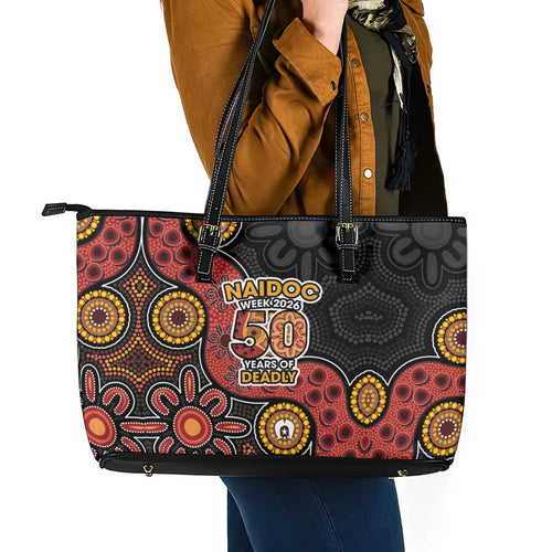 NAIDOC Week 2026 Leather Tote Bag 50 Years of Deadly Indigenous Pride