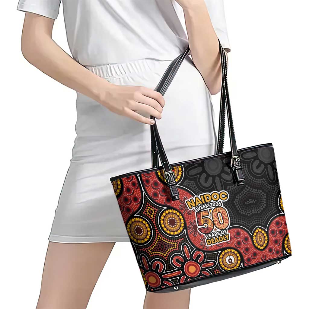 NAIDOC Week 2026 Leather Tote Bag 50 Years of Deadly Indigenous Pride