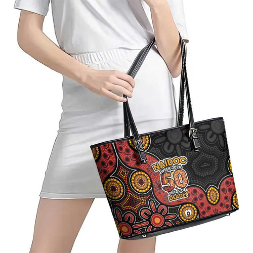 NAIDOC Week 2026 Leather Tote Bag 50 Years of Deadly Indigenous Pride