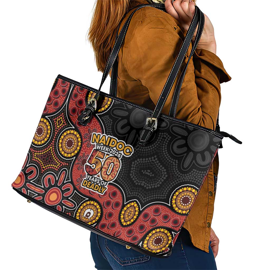 NAIDOC Week 2026 Leather Tote Bag 50 Years of Deadly Indigenous Pride