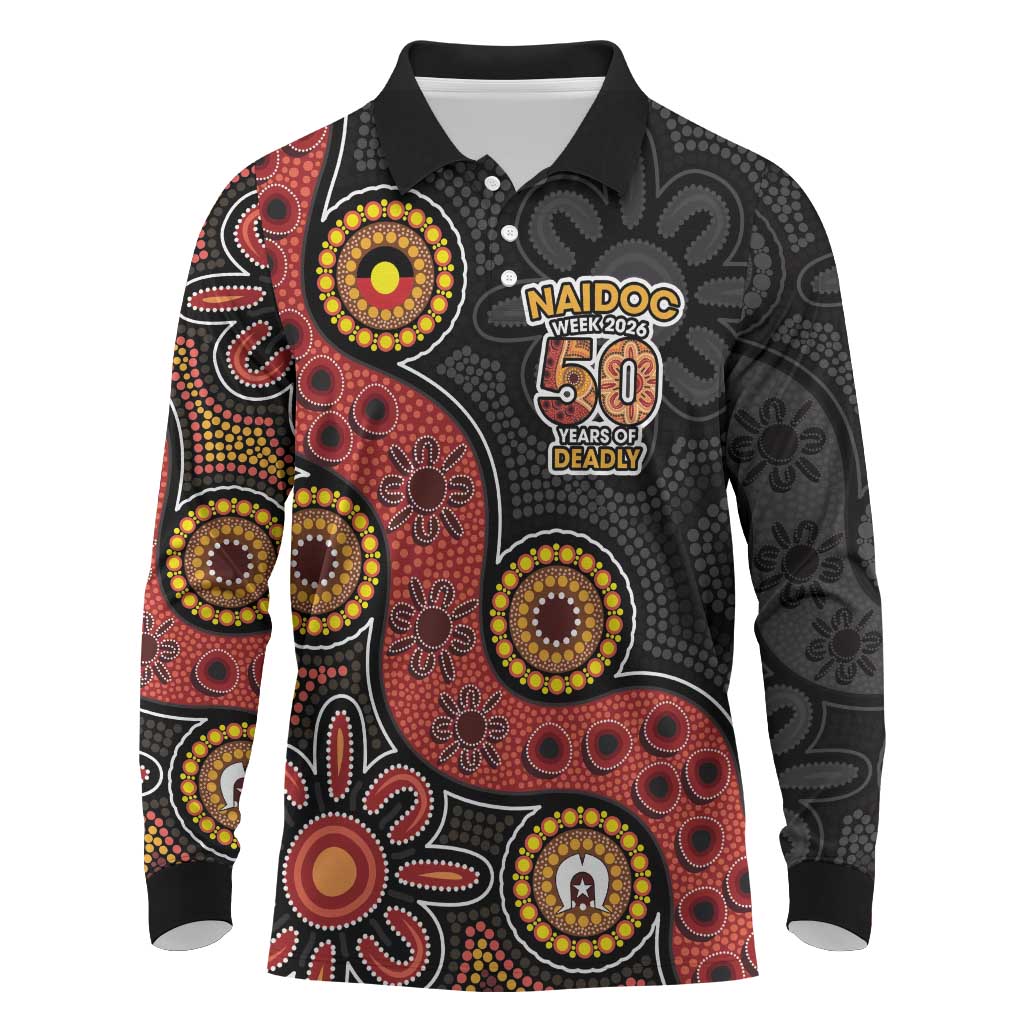 NAIDOC Week 2026 Long Sleeve Polo Shirt 50 Years of Deadly Indigenous Pride