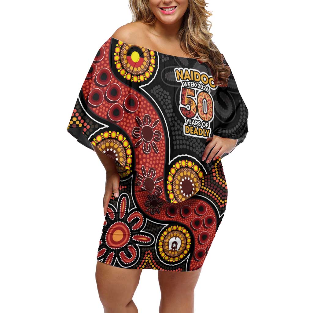 NAIDOC Week 2026 Off Shoulder Short Dress 50 Years of Deadly Indigenous Pride