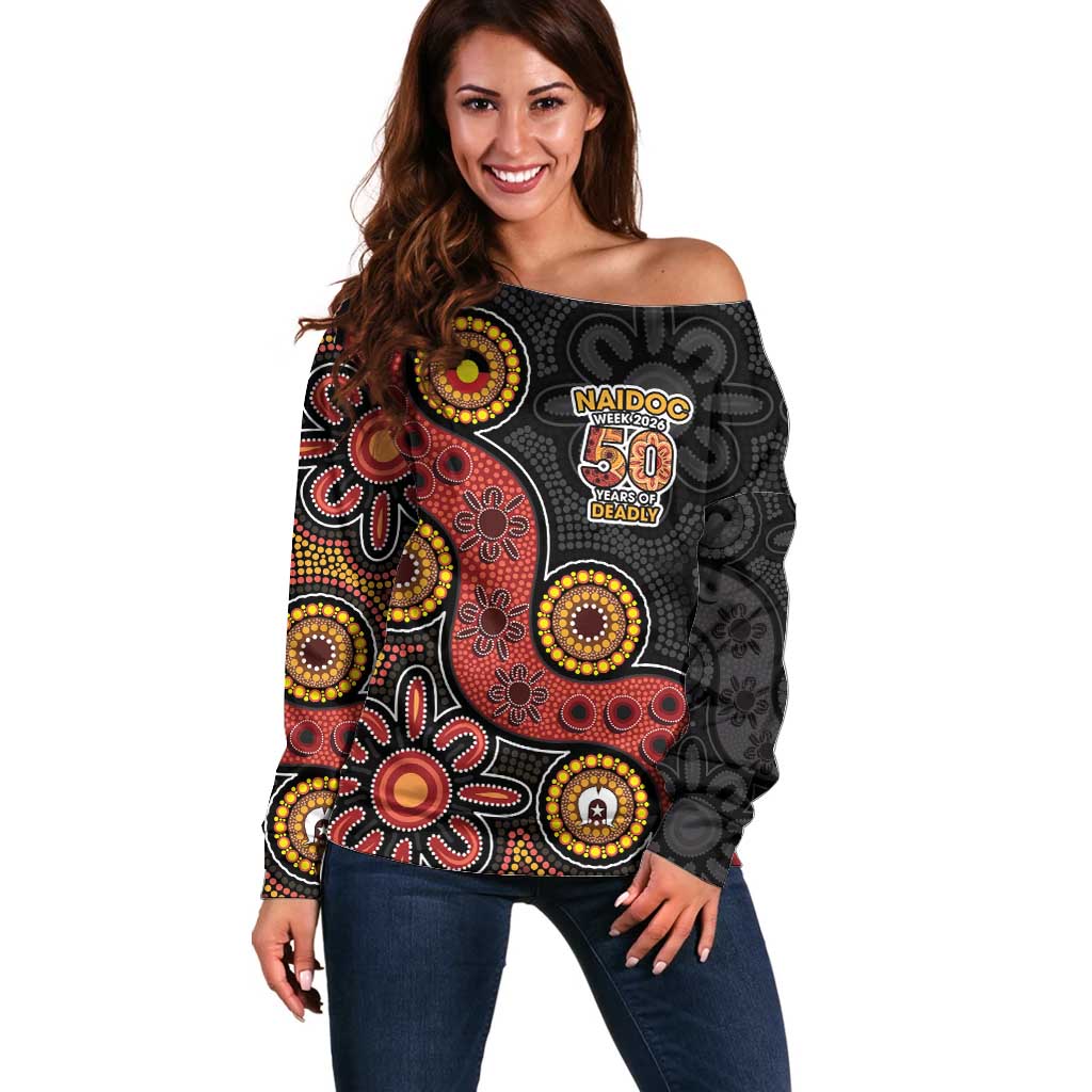 NAIDOC Week 2026 Off Shoulder Sweater 50 Years of Deadly Indigenous Pride