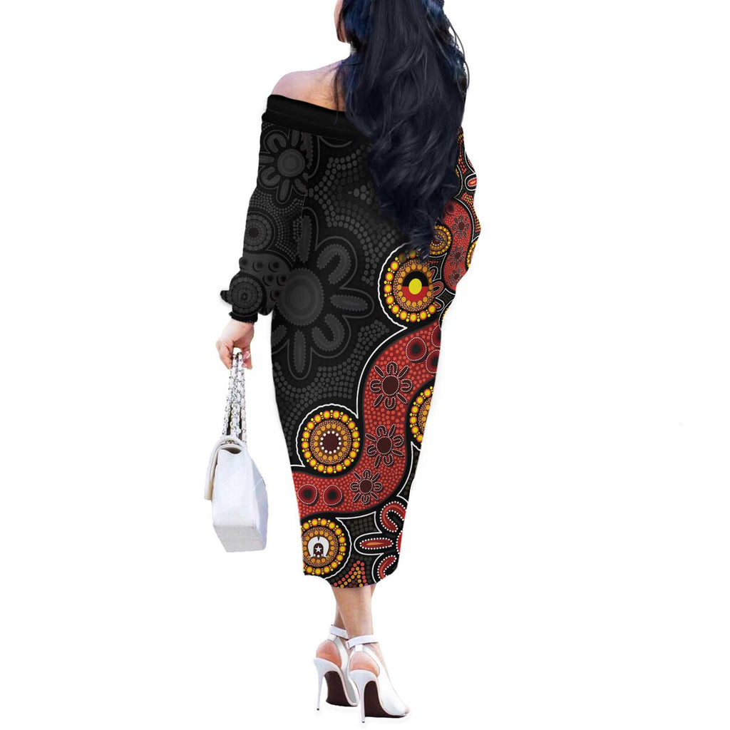 NAIDOC Week 2026 Off The Shoulder Long Sleeve Dress 50 Years of Deadly Indigenous Pride