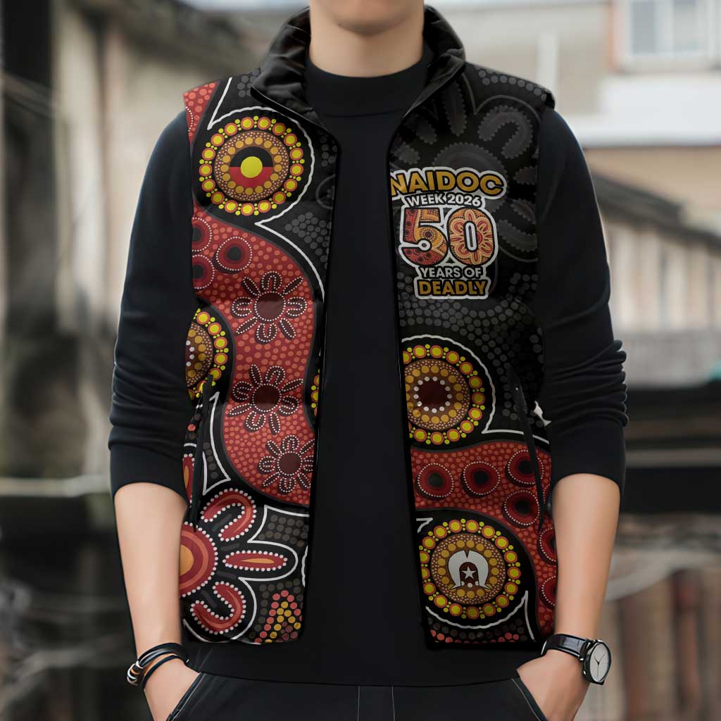 NAIDOC Week 2026 Sleeveless Puffer Jacket 50 Years of Deadly Indigenous Pride