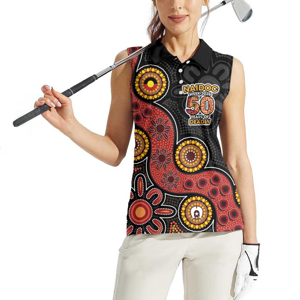 NAIDOC Week 2026 Women Sleeveless Polo Shirt 50 Years of Deadly Indigenous Pride
