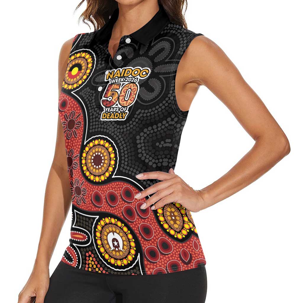 NAIDOC Week 2026 Women Sleeveless Polo Shirt 50 Years of Deadly Indigenous Pride
