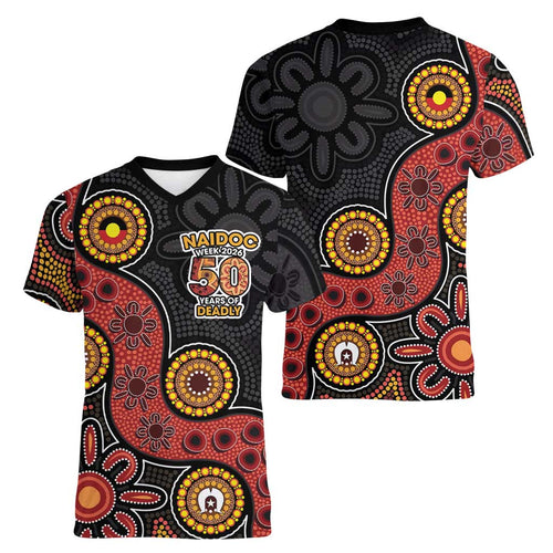 NAIDOC Week 2026 Women V-Neck T-Shirt 50 Years of Deadly Indigenous Pride