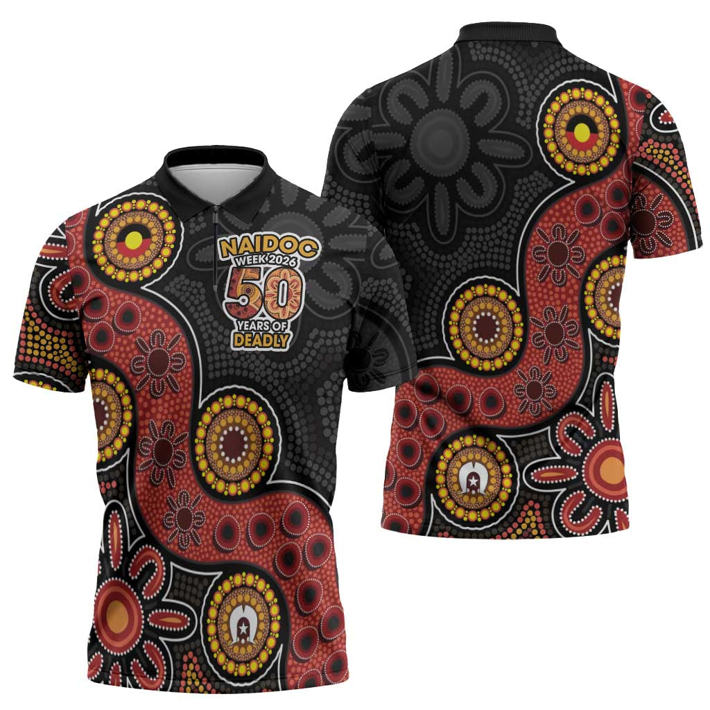 NAIDOC Week 2026 Zipper Polo Shirt 50 Years of Deadly Indigenous Pride