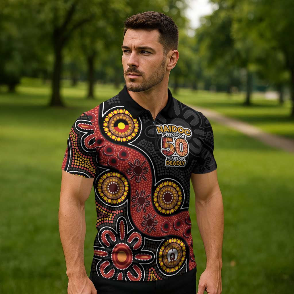 NAIDOC Week 2026 Zipper Polo Shirt 50 Years of Deadly Indigenous Pride
