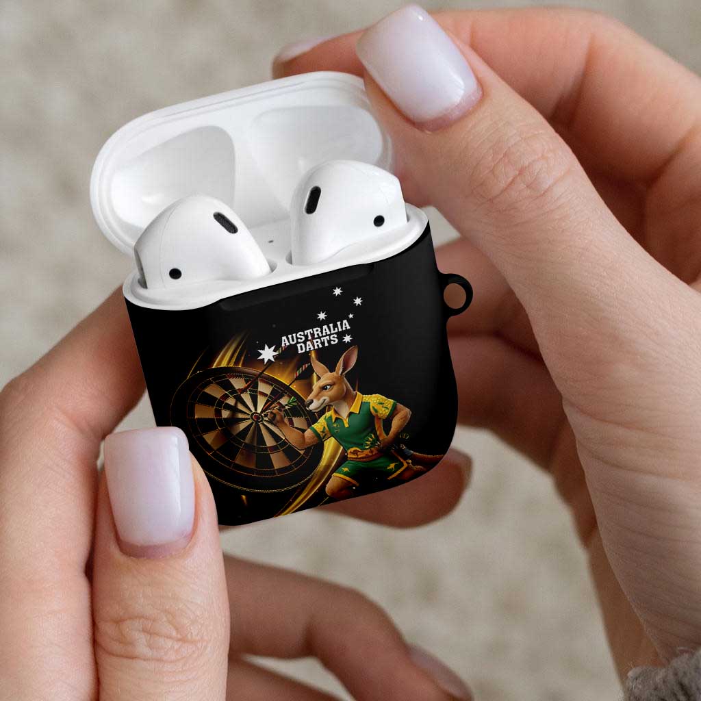 Australia Kangaroo Mascot Darts AirPods Case Black Edition