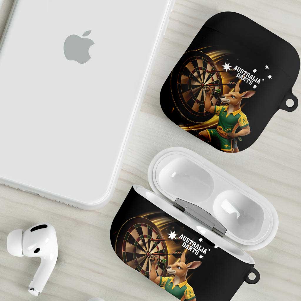 Australia Kangaroo Mascot Darts AirPods Case Black Edition