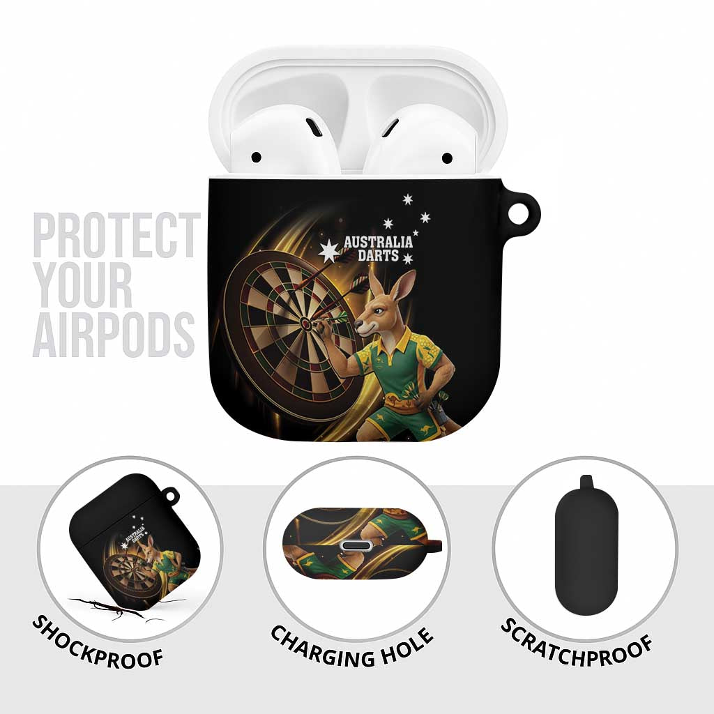 Australia Kangaroo Mascot Darts AirPods Case Black Edition