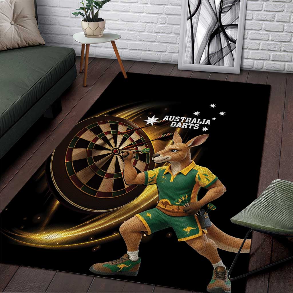 Australia Kangaroo Mascot Darts Area Rug Black Edition