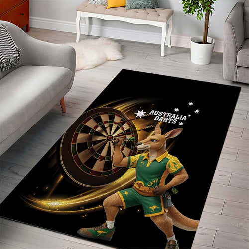 Australia Kangaroo Mascot Darts Area Rug Black Edition