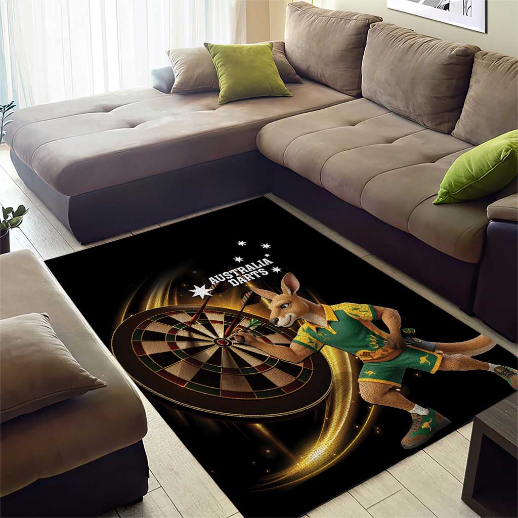 Australia Kangaroo Mascot Darts Area Rug Black Edition