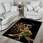 Australia Kangaroo Mascot Darts Area Rug Black Edition