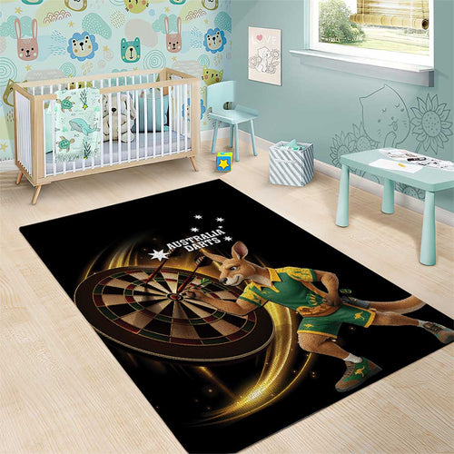 Australia Kangaroo Mascot Darts Area Rug Black Edition